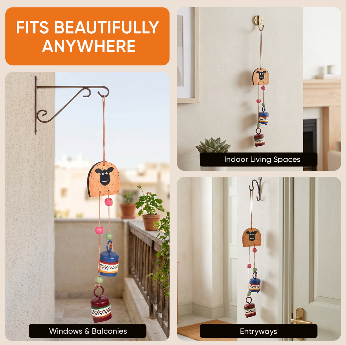 Tintin Dog Windchime with Two Metal Bells