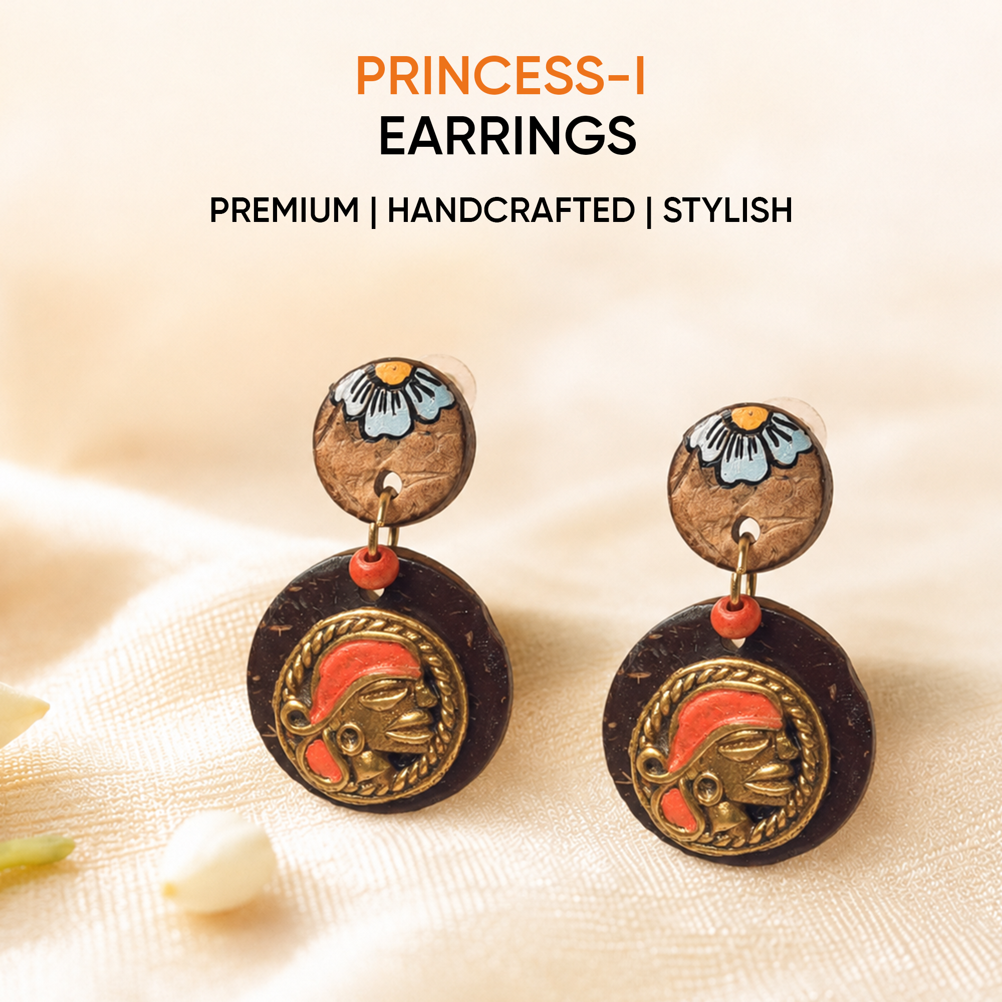 Princess-I' Handcrafted Tribal Wooden Earrings