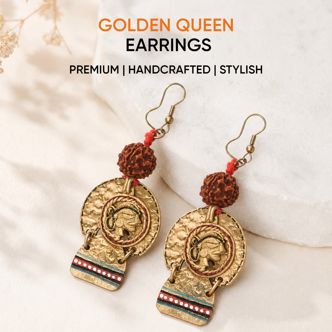 Golden Queen Handcrafted Tribal Earrings
