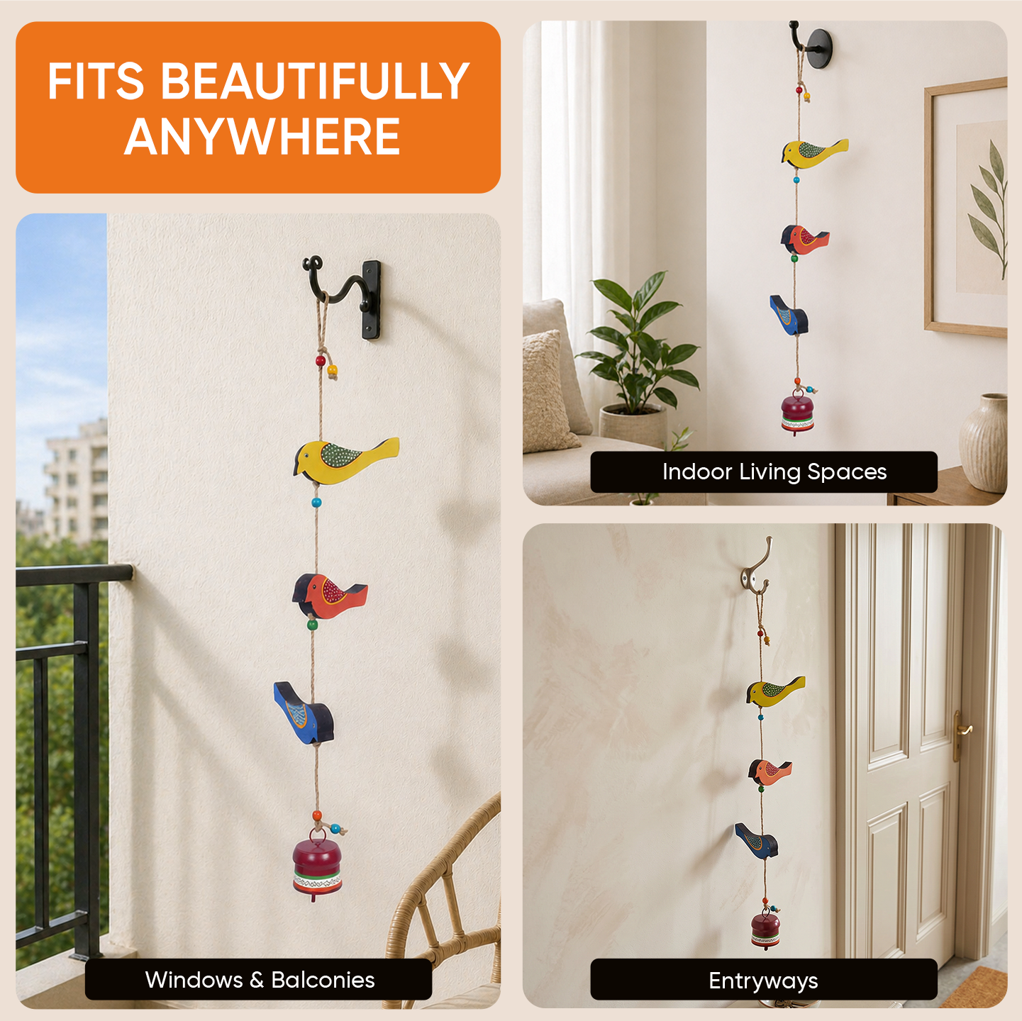 Trinity Of Birds Windchime (5x2.5x28)