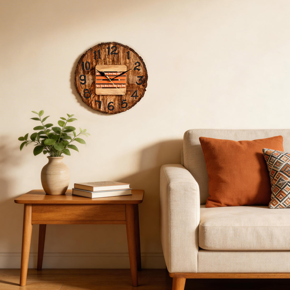 Wall Clock Handcrafted Wooden Log Dial (11x1.5x11")