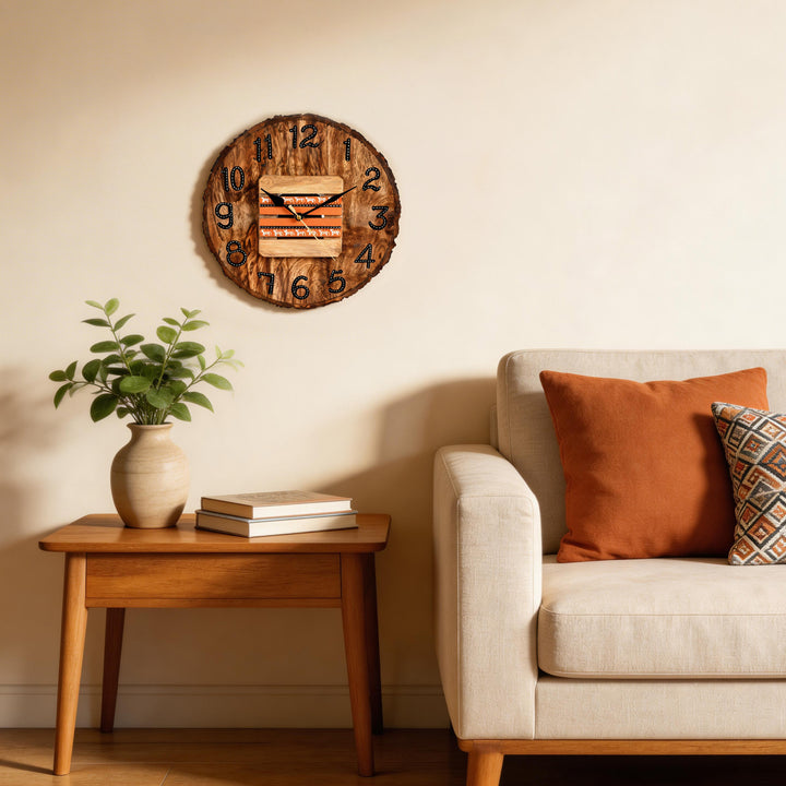 Wall Clock Handcrafted Wooden Log Dial (11x1.5x11")