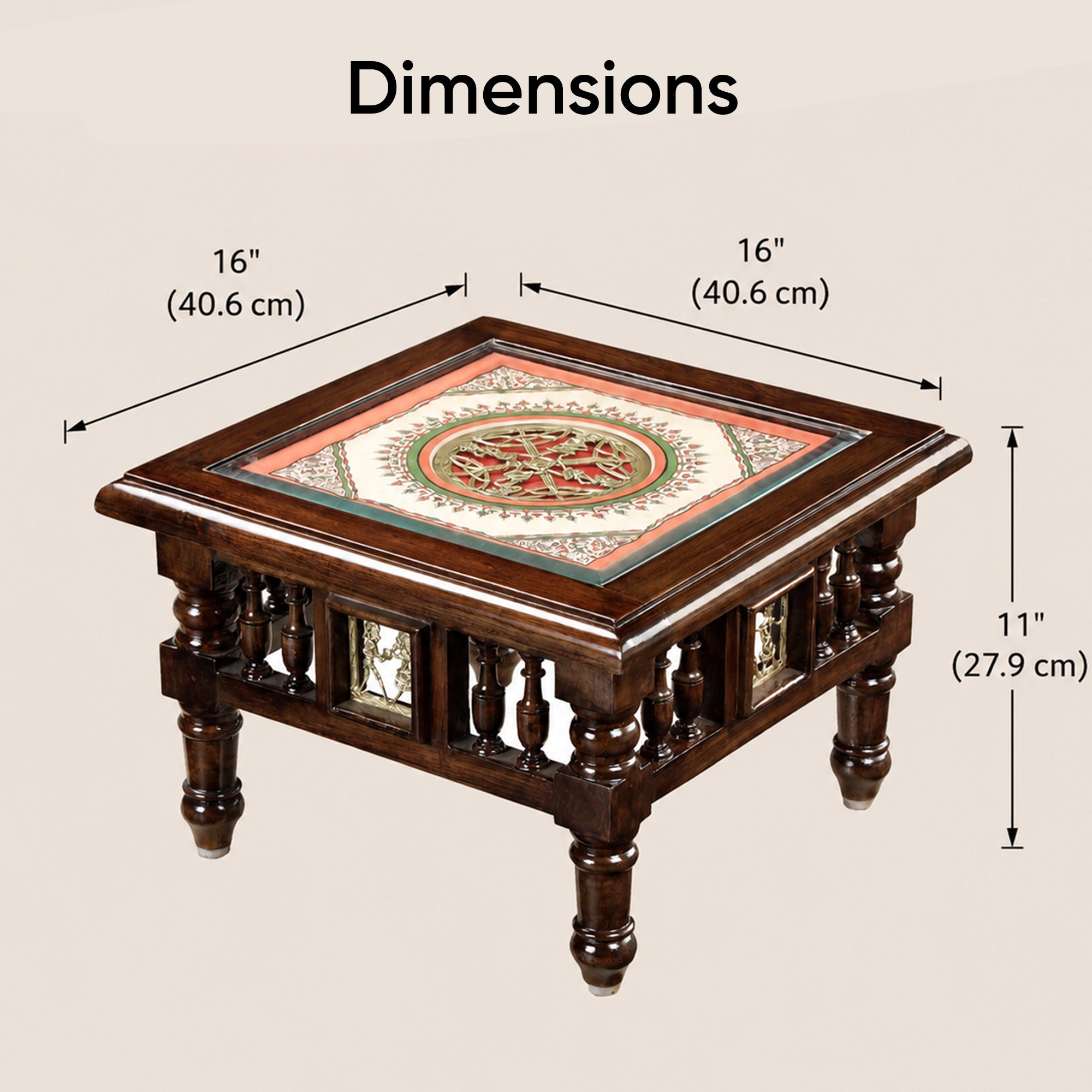 Mana Low Height End Table in Teakwood with Walnut Matte Finish (16x16x11)