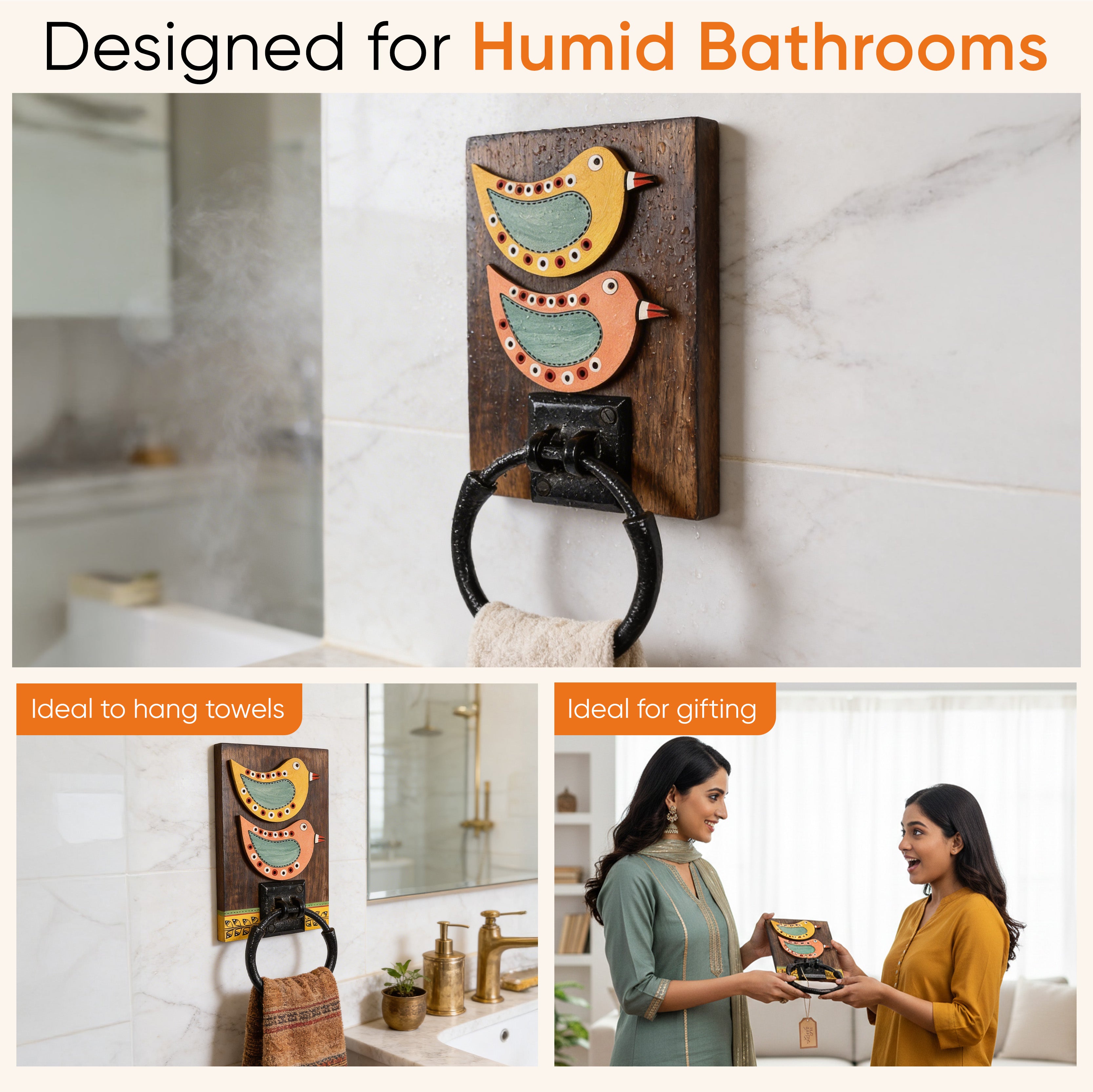 Towel Holder Handcrafted Tribal Art (5x1x10)