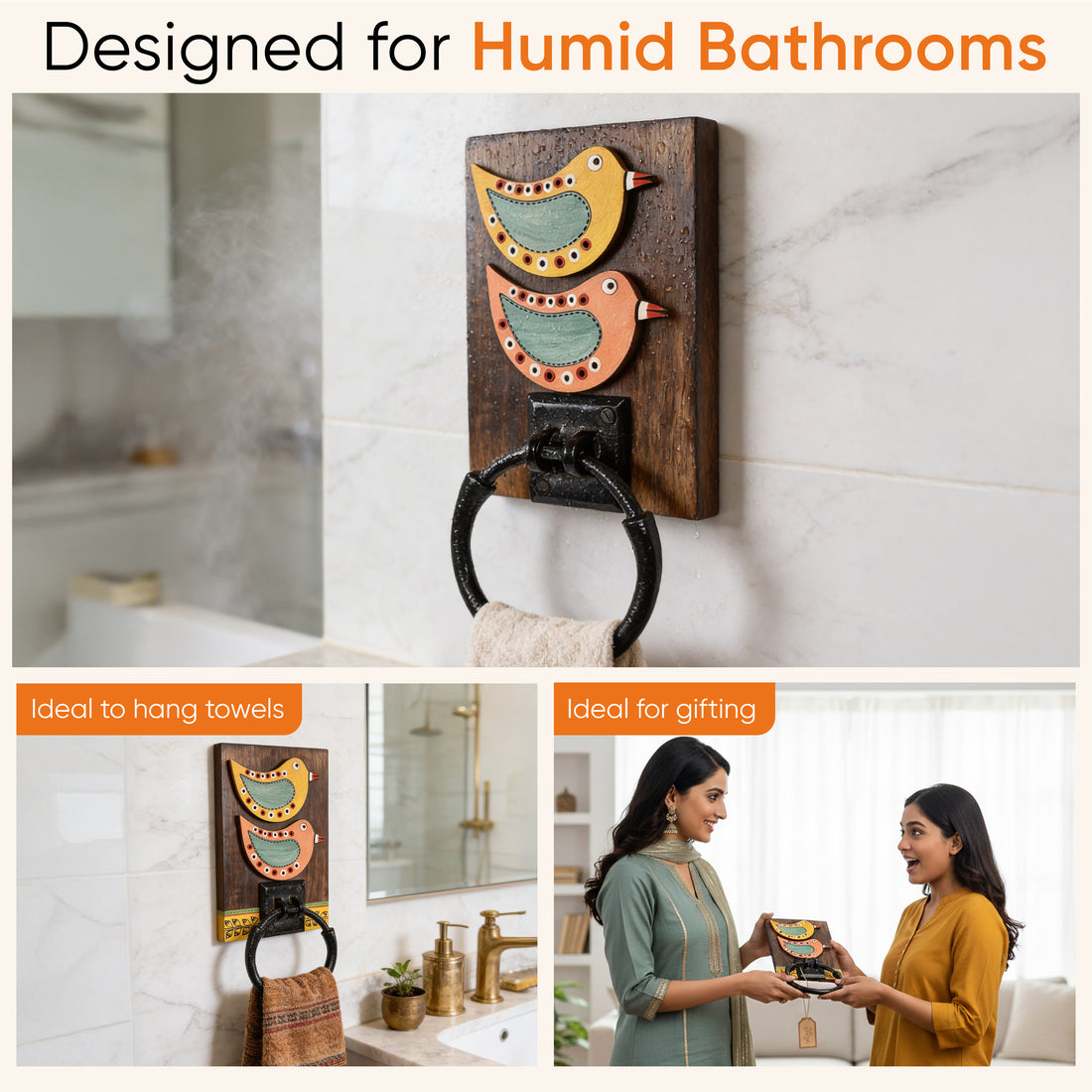 Towel Holder Handcrafted Tribal Art (5x1x10)