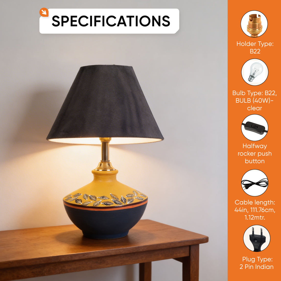 Sunflower Dreams Terracotta Table Lampshade ( 8x8x13)