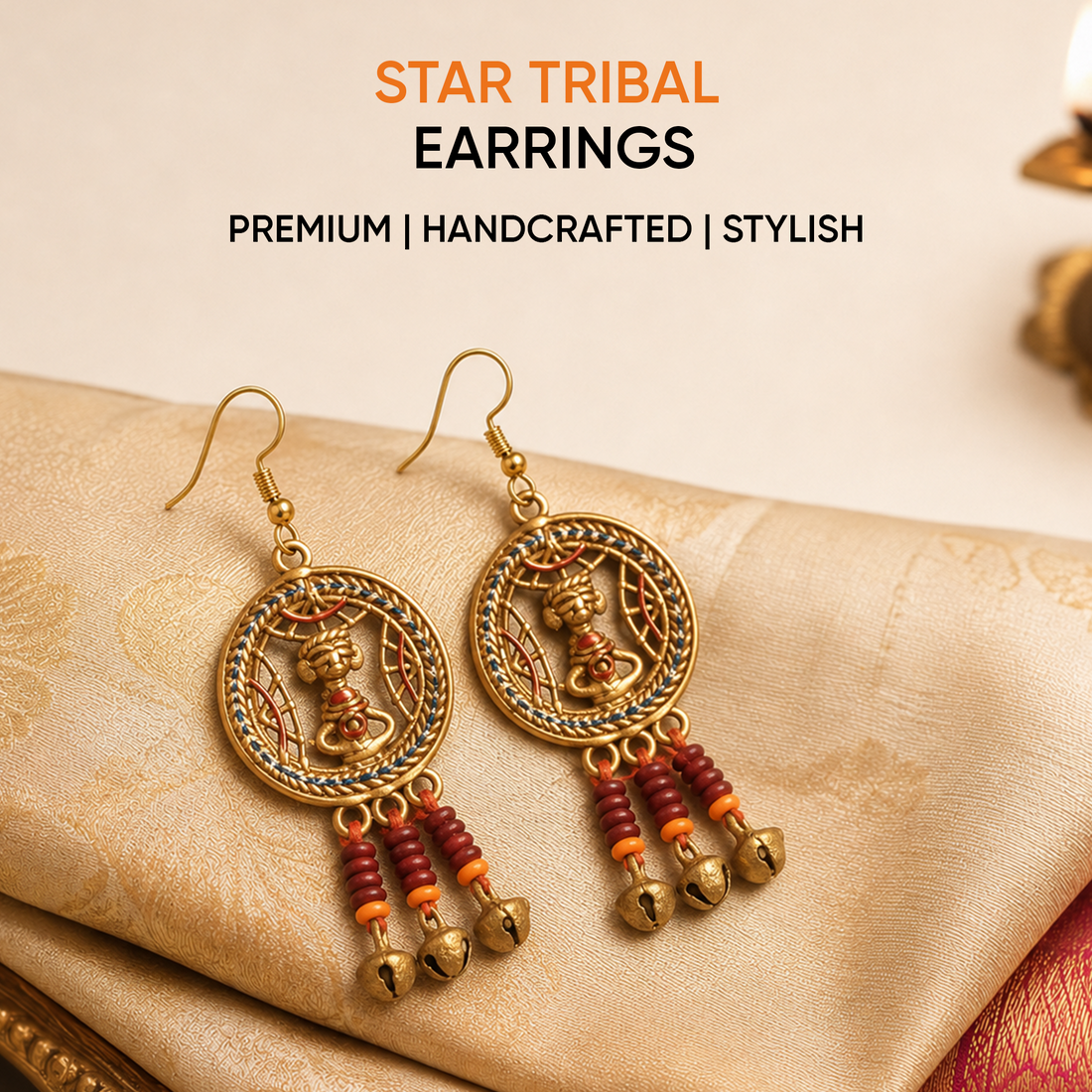 The Empress Star I Handcrafted Tribal Dhokra Earrinigs