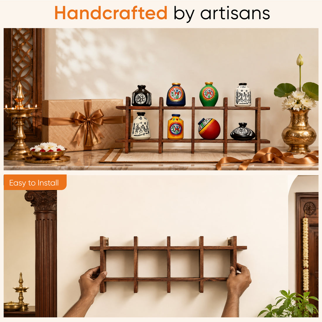 Wall Decor Ladder with 8 pots