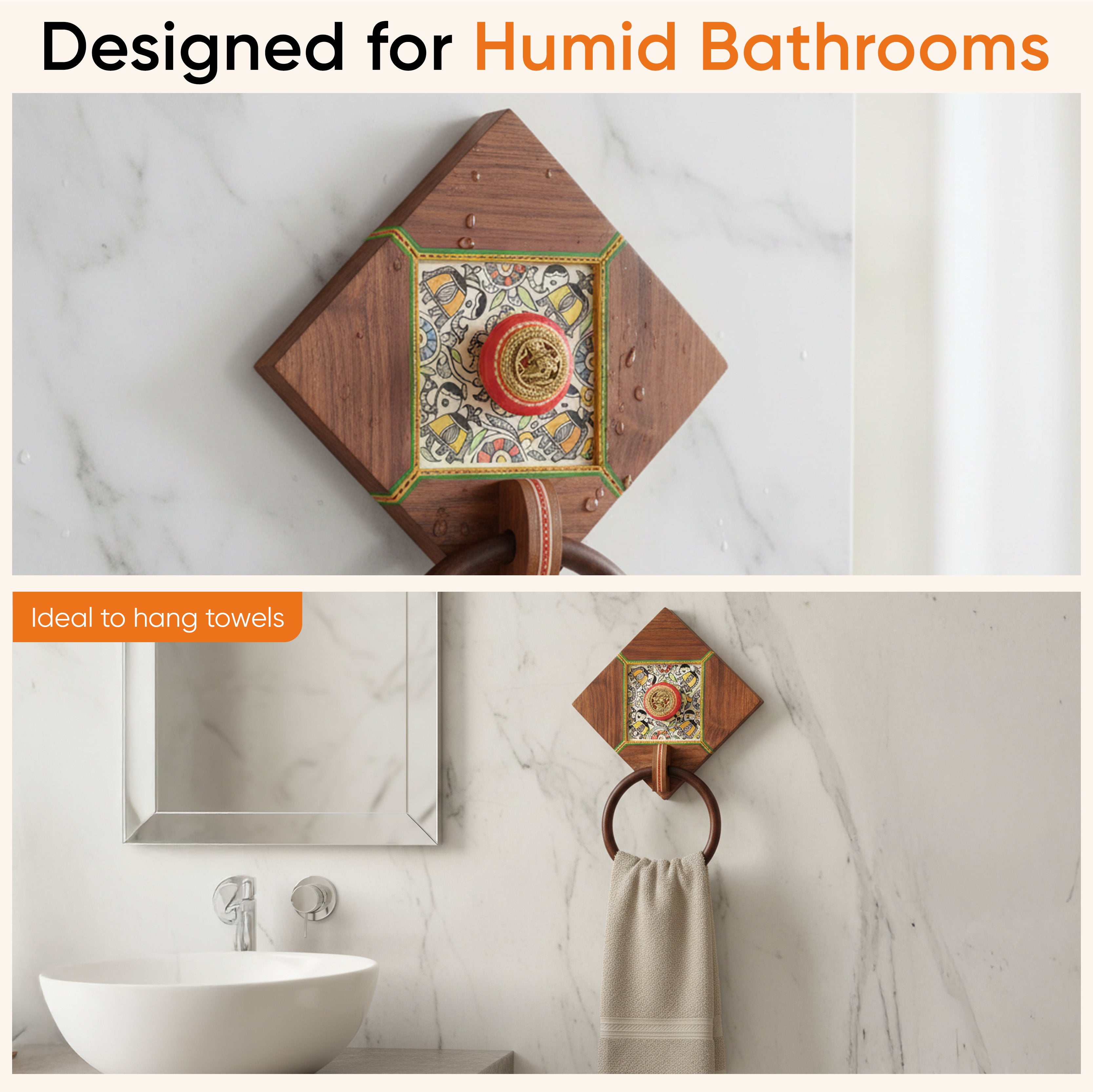 Dhokra Elegance Wooden Towel Hanger