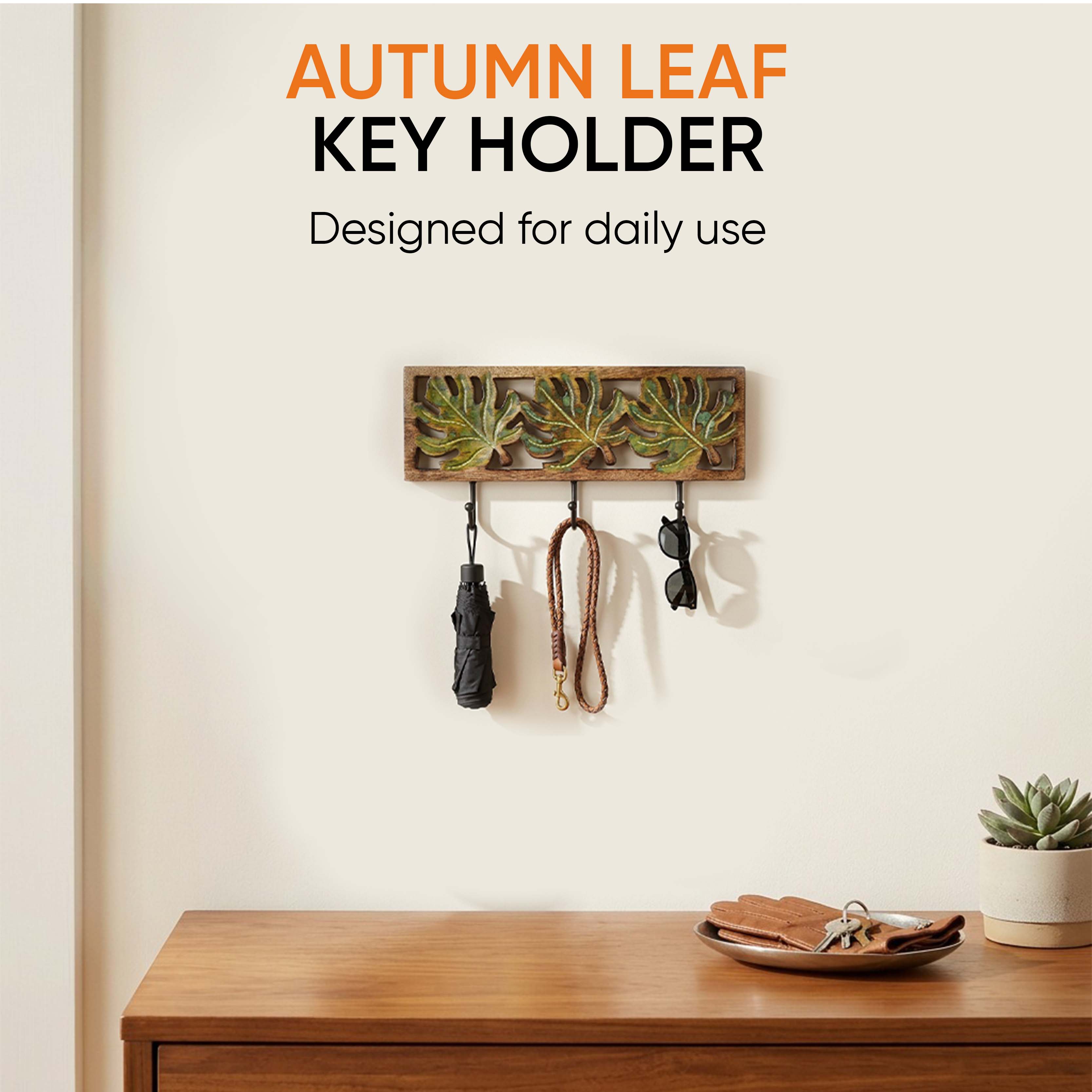 Autumn Leaf Towel Hanger With Three Hooks