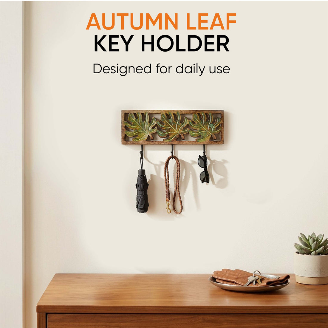Autumn Leaf Towel Hanger With Three Hooks