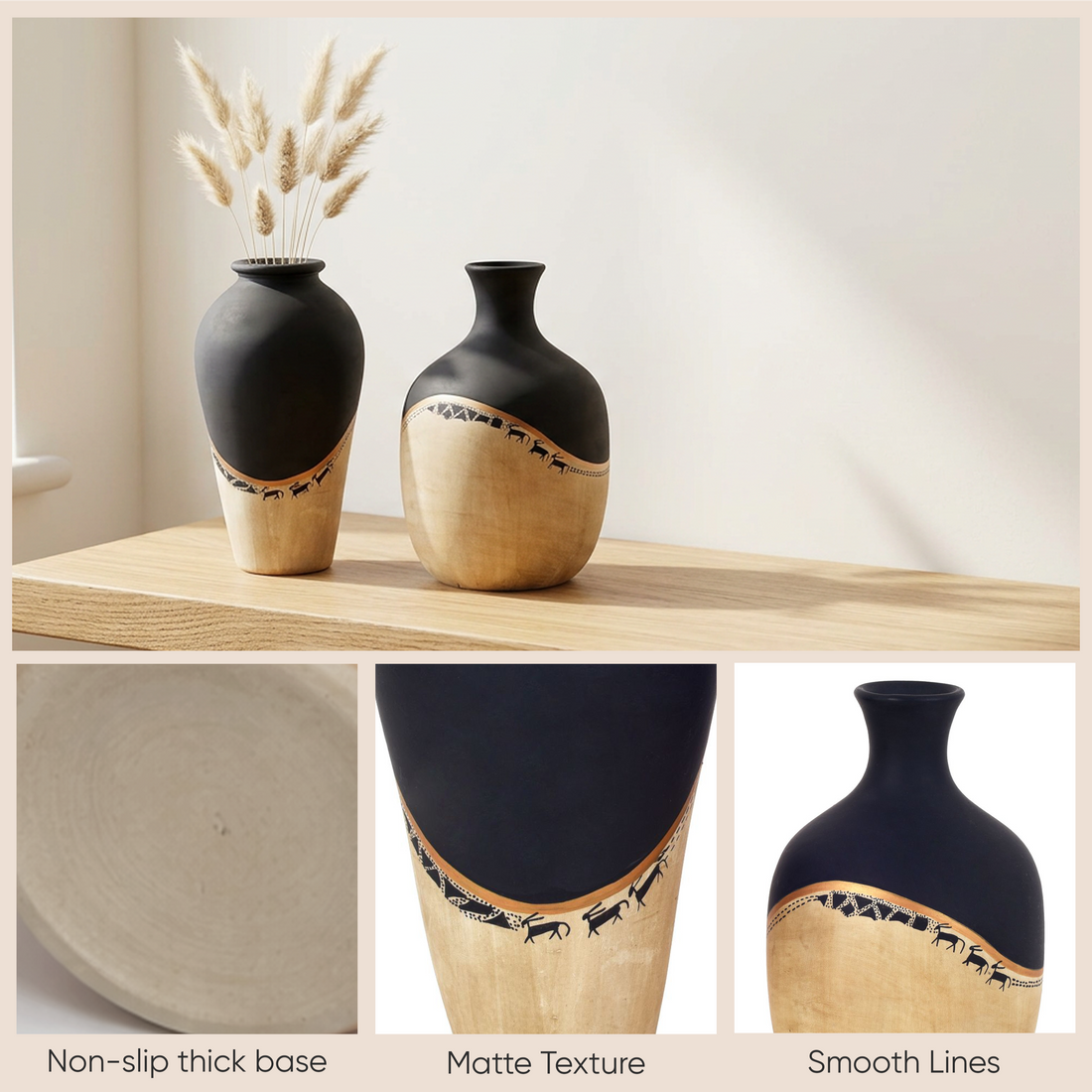 Midnight's secret small vase SET OF two (4x4x7 , 5x5x7)