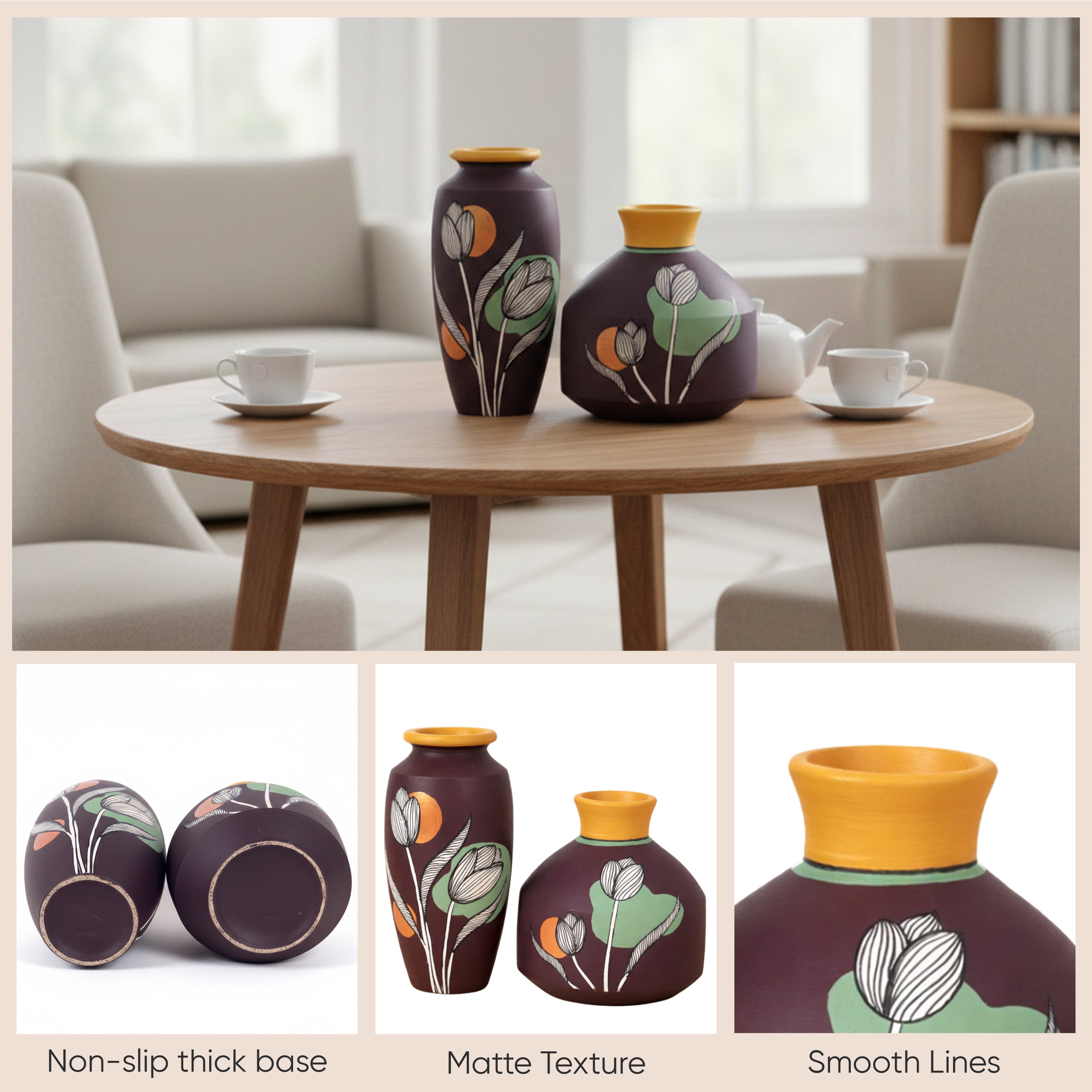 Autumn Hues Terracotta Vases S02 (Large - 5x5x5, Small - 3x3x6)