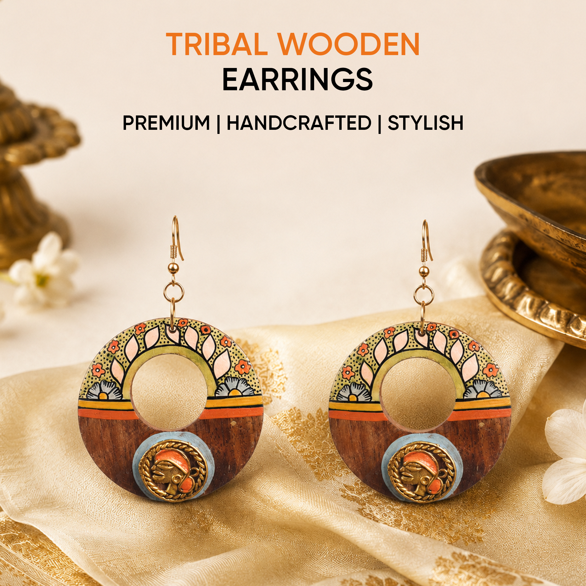 Princess-II' Handcrafted Tribal Wooden Earrings