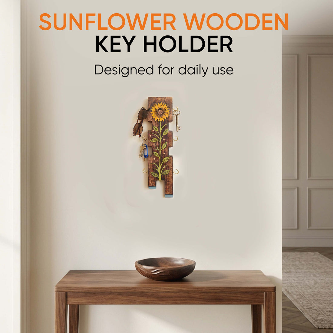Sunflower wooden key hanger