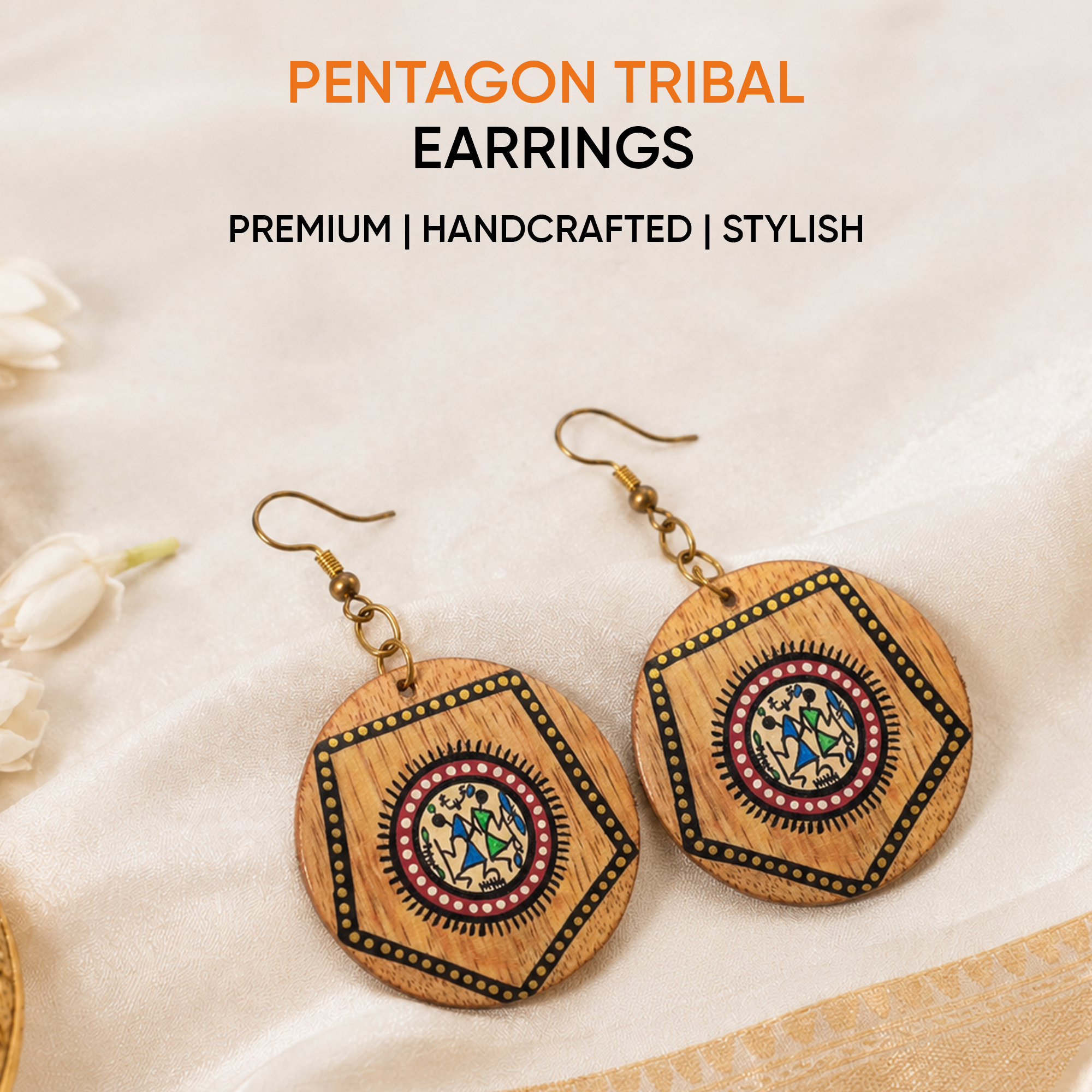 The Pentagon Handcrafted Tribal Earrings