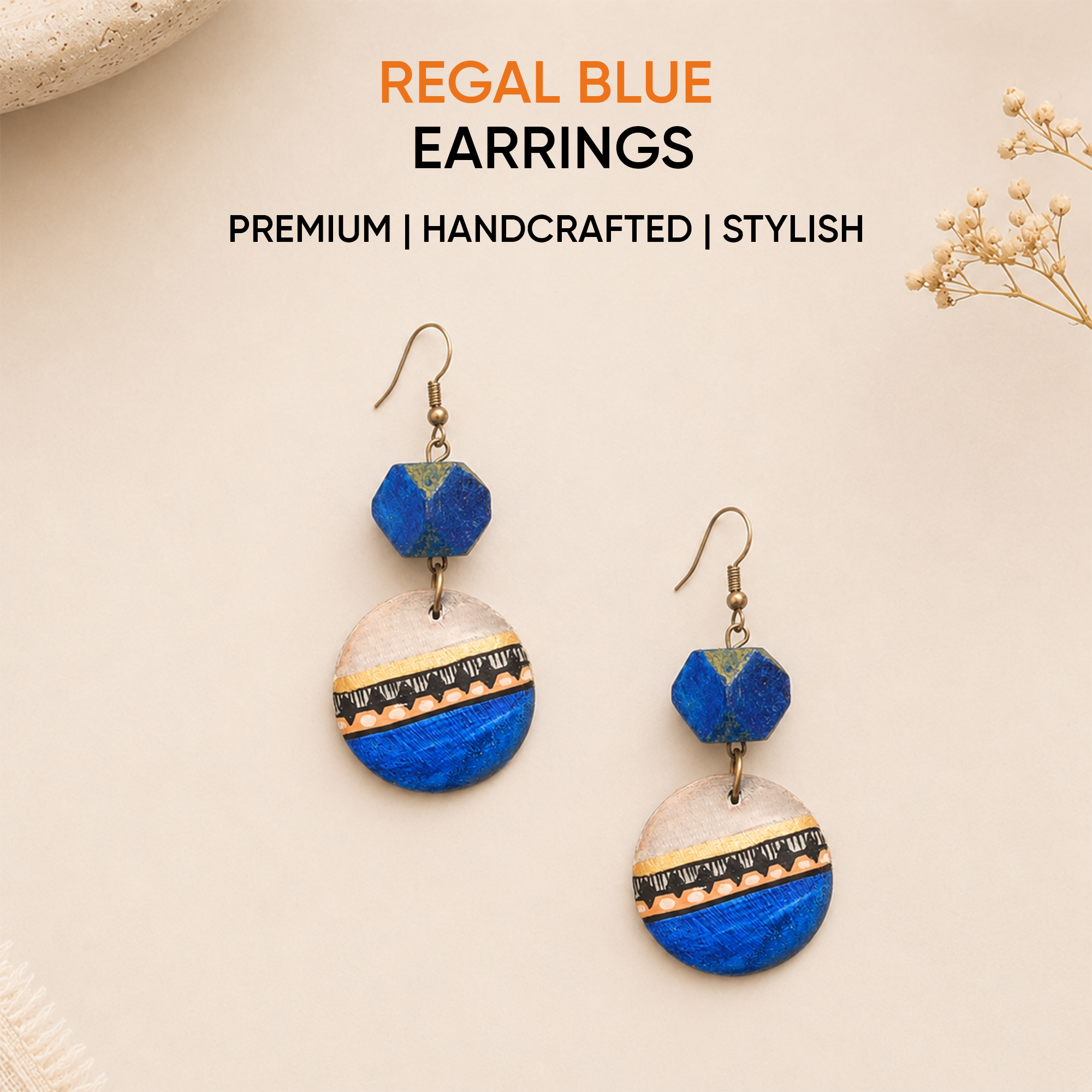 Regal Blue Strokes Earrings