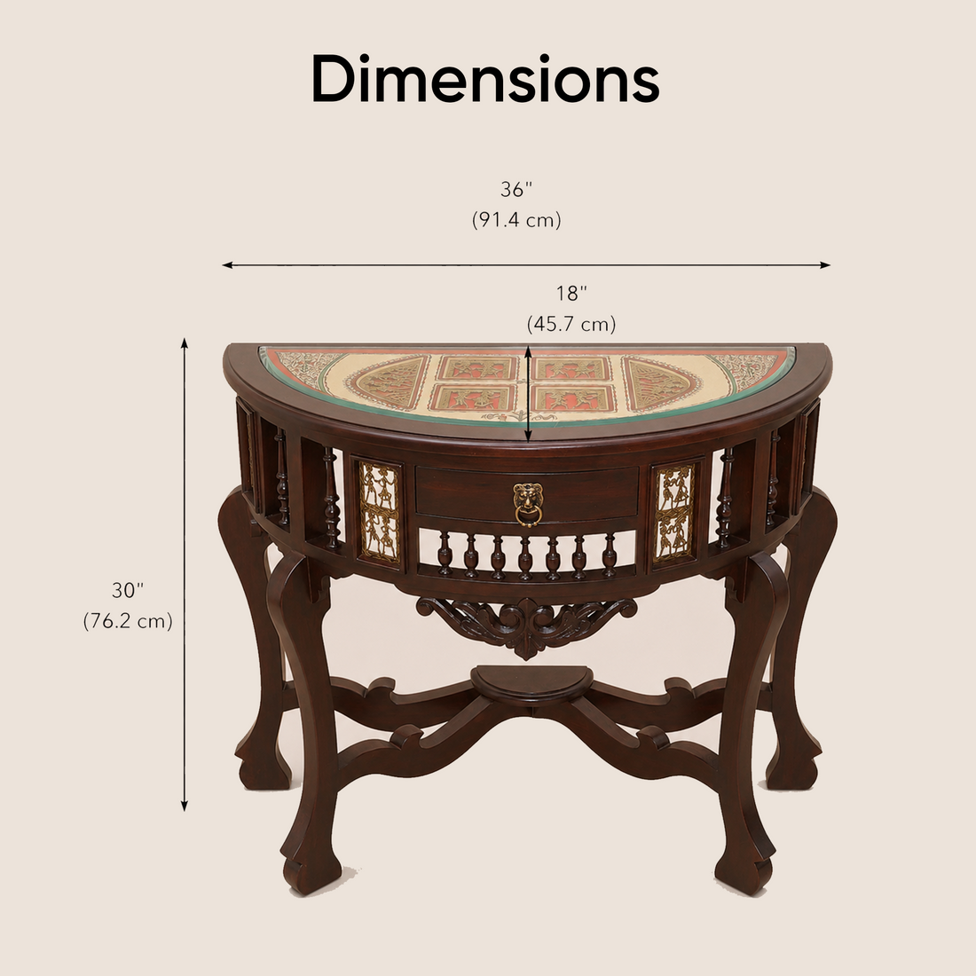 Awadh Console Table in Teakwood with Walnut Finish (36x18x30)