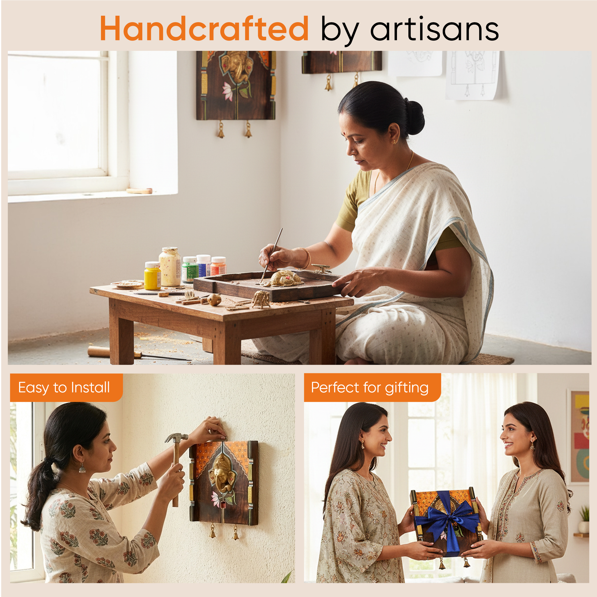 Amantran-I Wall Accent with divine Ganesha Majestically set on a beautiful frame