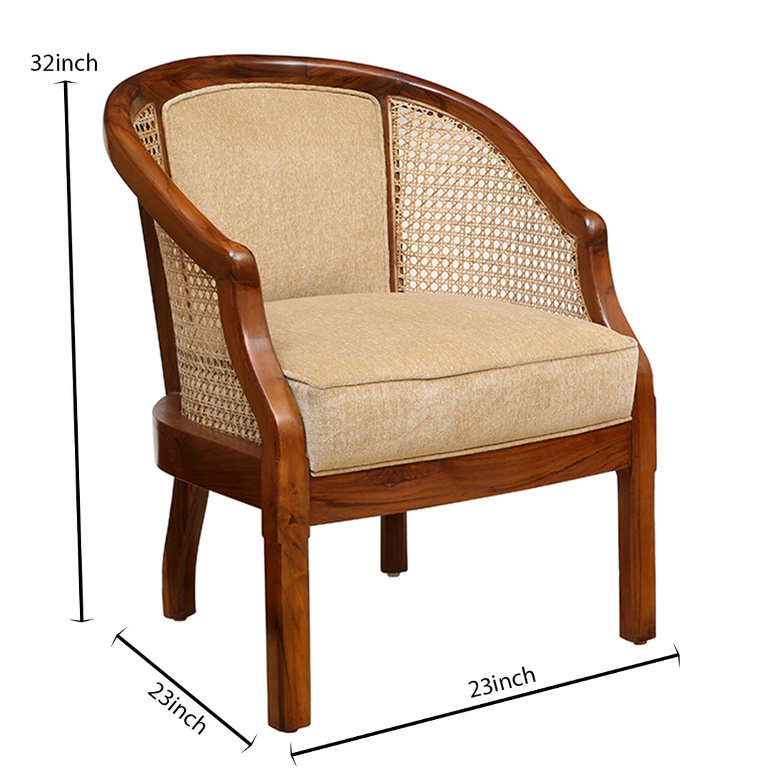 Dura Barrel Single Chair With Cane Work (23x23x32)