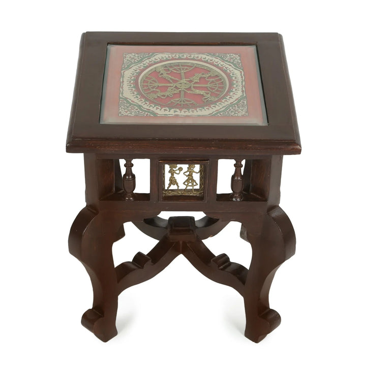 Yuge End Table in Teakwood with Walnut Finish (14x14x17)