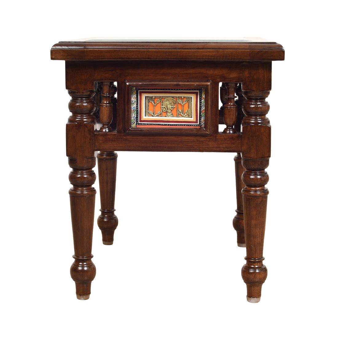 Yuva End Table in Teakwood with Walnut Finish