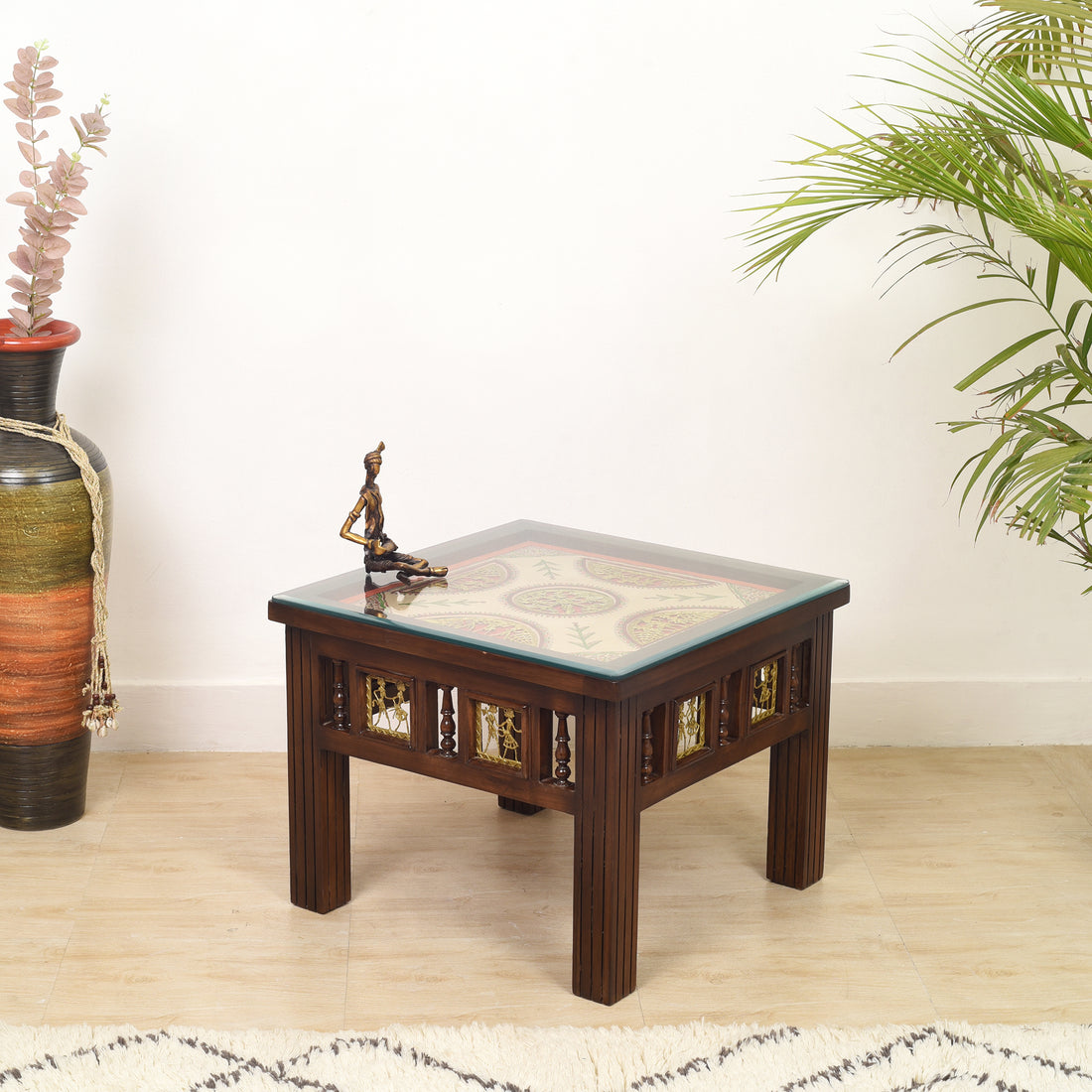 Zudra End Table in Teakwood with Walnut Finish (24x24x18)