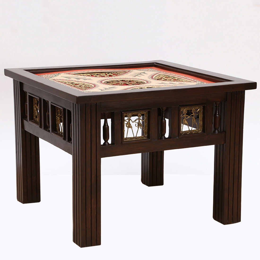 Zudra End Table in Teakwood with Walnut Finish (24x24x18)