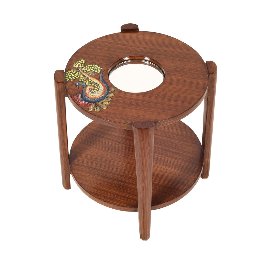 Mantra Round Side Table in Teakwood with Walnut Finish