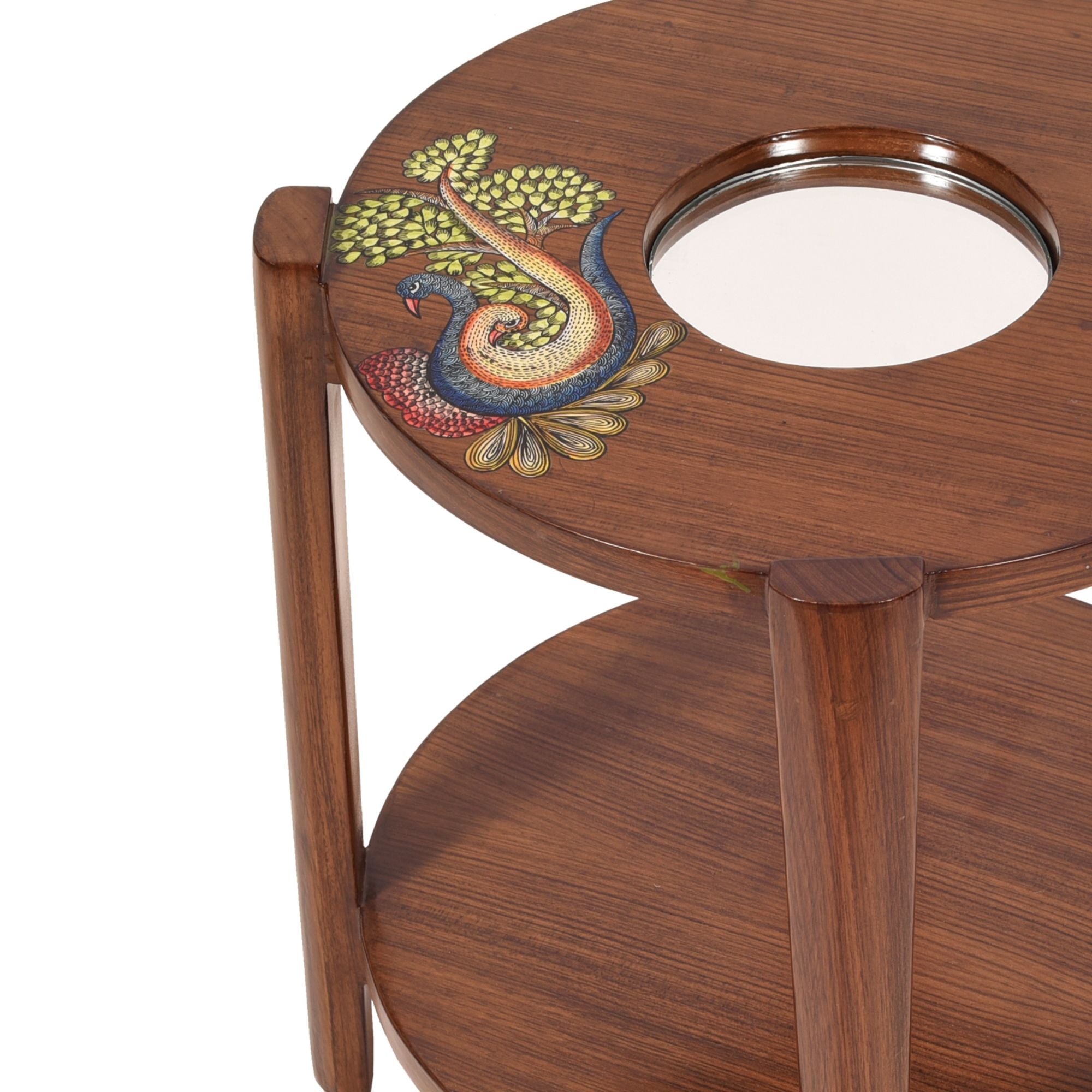 Mantra Round Side Table in Teakwood with Walnut Finish
