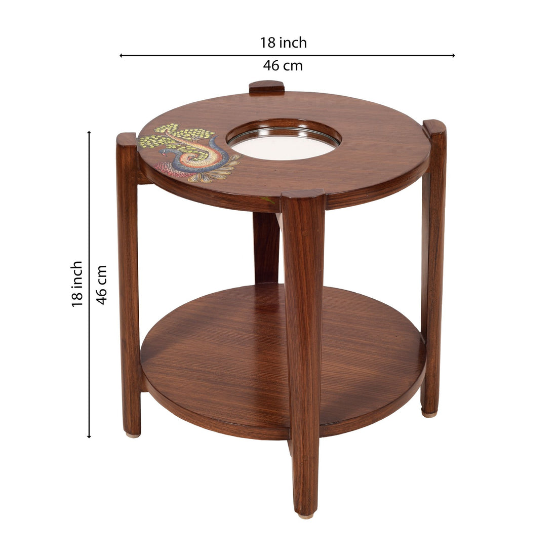 Mantra Round Side Table in Teakwood with Walnut Finish