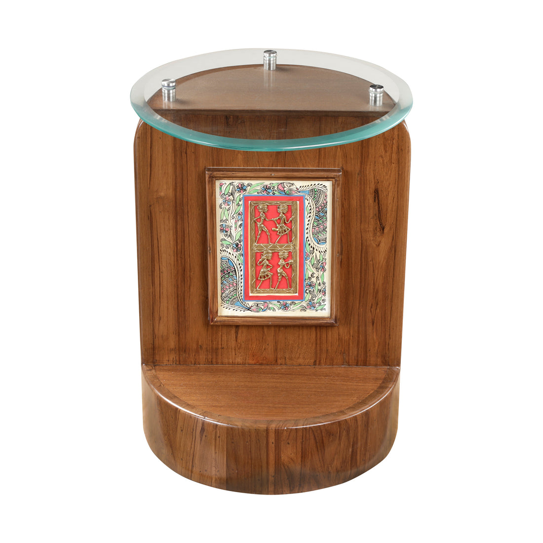 Lama End Table Round Shape in Teakwood with Natural Teak Matte Finish (14.5x14.5x20)