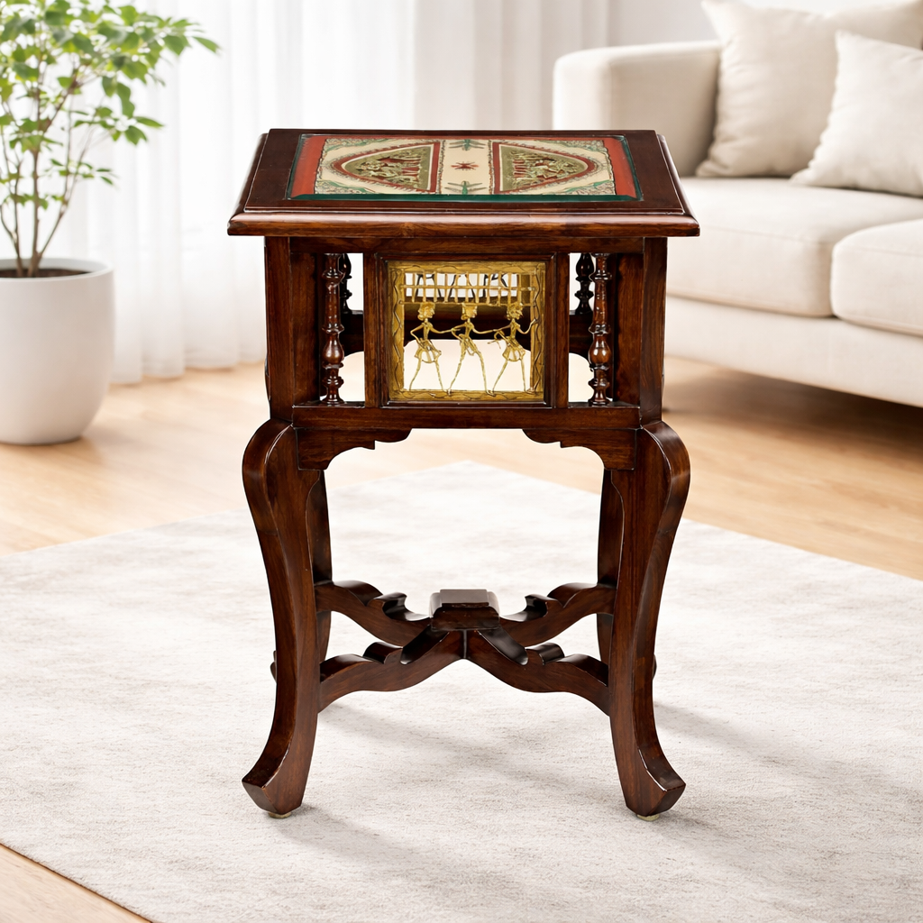 Harbi End Table in Teakwood with Walnut Finish (16x16x24)