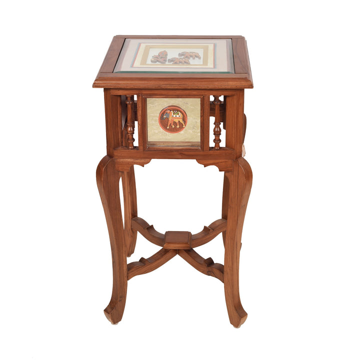 Nirvan-I End Table in Teakwood with Walnut Finish