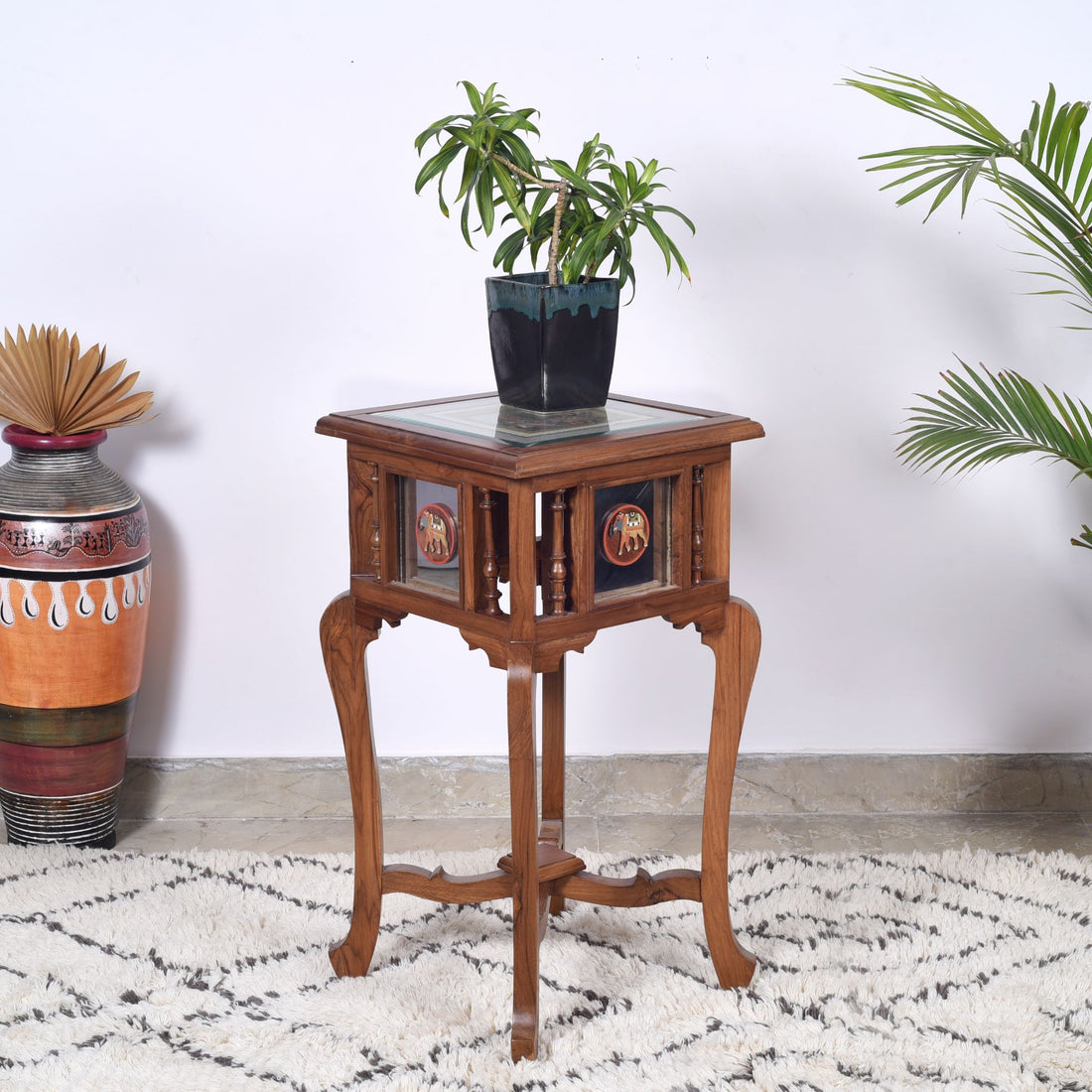 Nirvan-I End Table in Teakwood with Walnut Finish