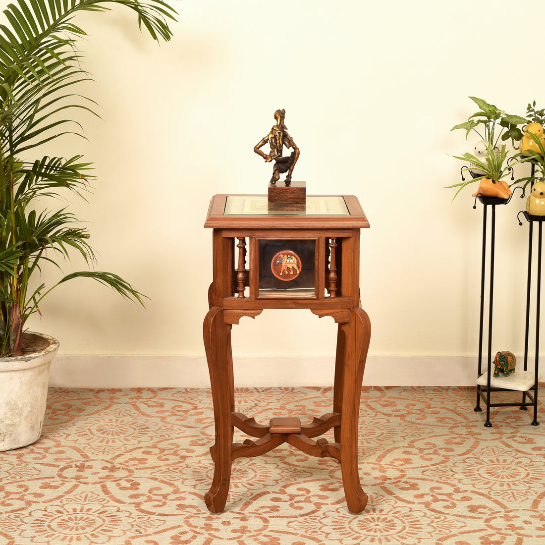 Nirvan-I End Table in Teakwood with Walnut Finish