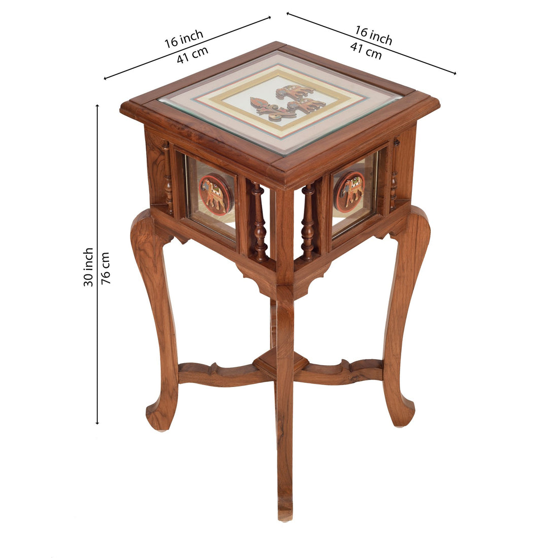 Nirvan-I End Table in Teakwood with Walnut Finish