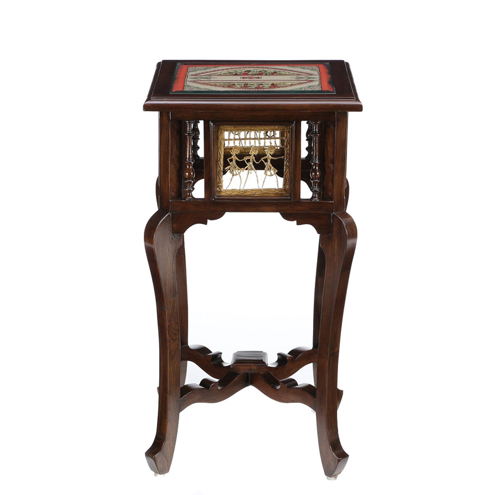 Nirvan End Table in Teakwood with Walnut Finish (16x16x30)