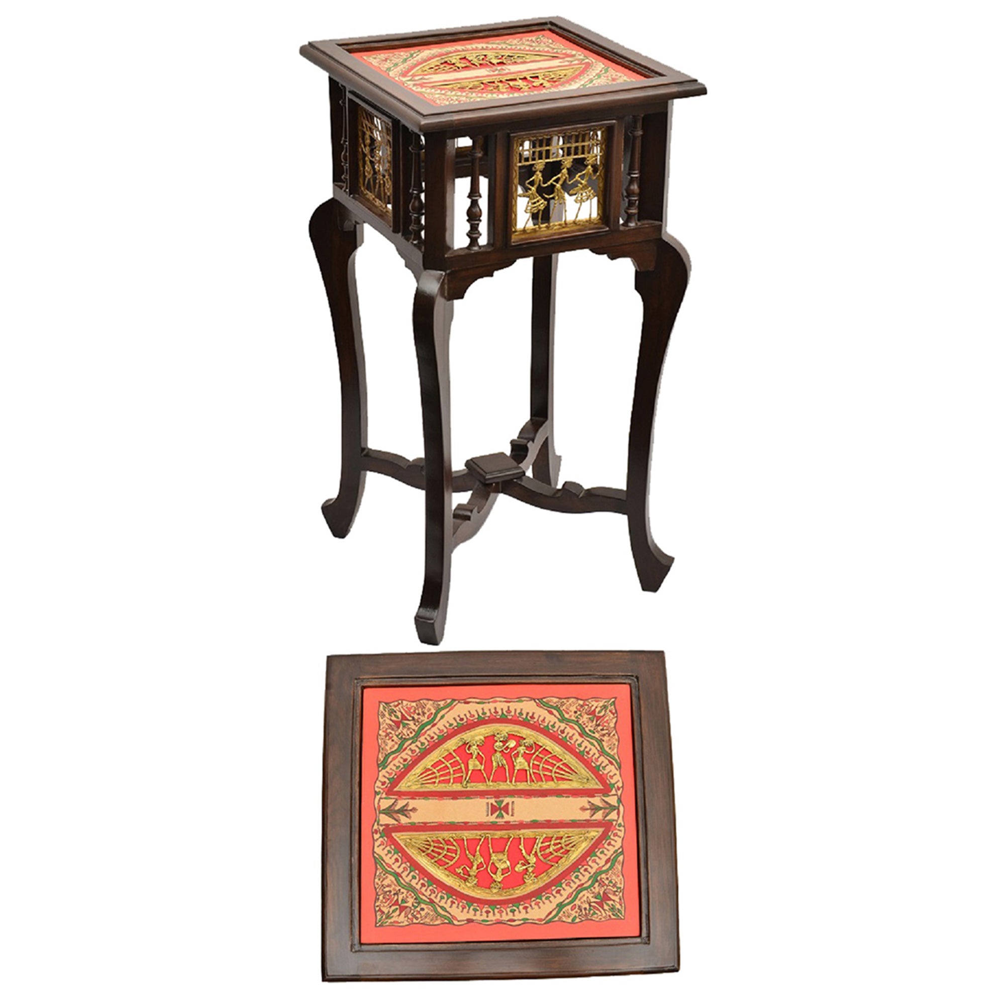 Nirvan End Table in Teakwood with Walnut Finish (16x16x30)