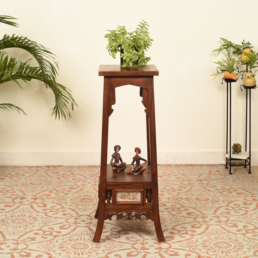 Sphinx-I Planter Table in Teakwood with Walnut Finish