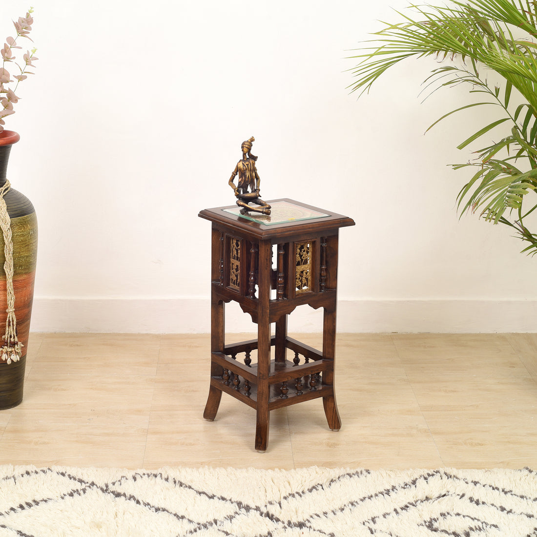 Nyra Planter Table in Teakwood with Walnut Finish (12x12x24)