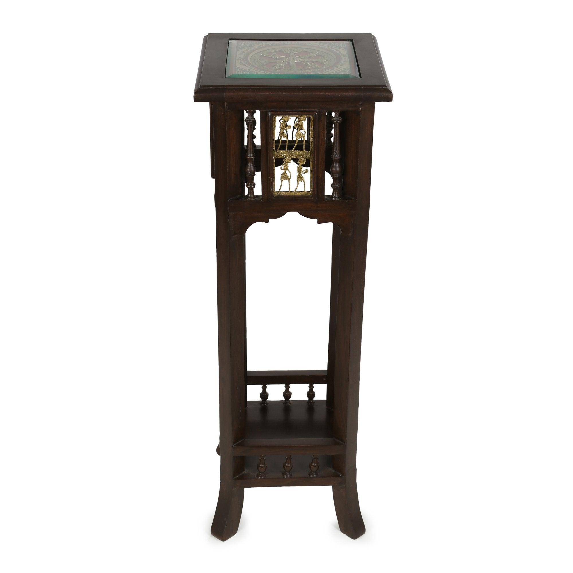 Nyra-III Planter Table in Teakwood with Walnut Finish (12x12x36)