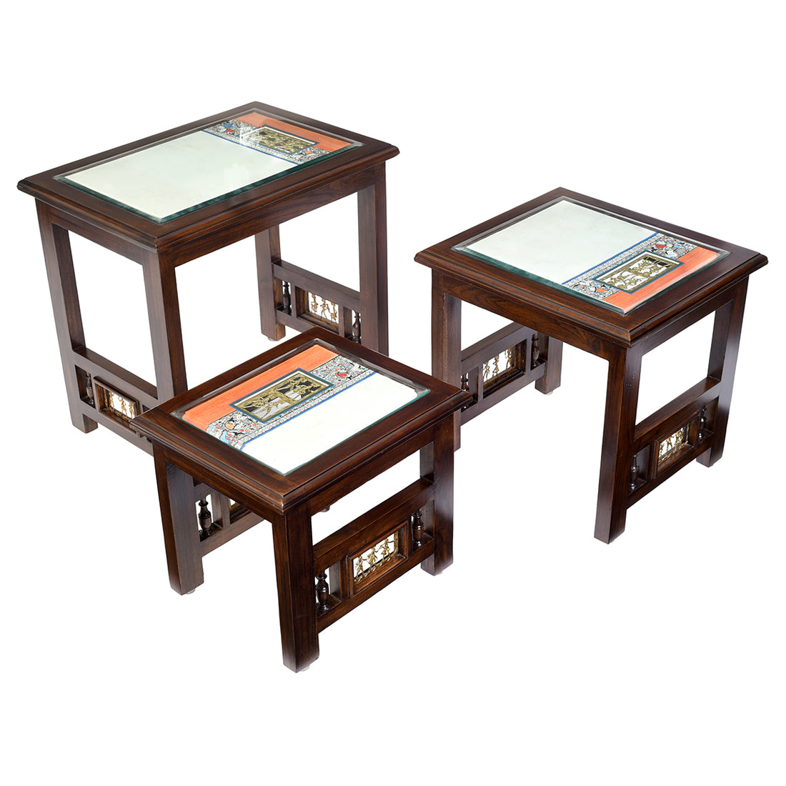 Monaco Nest of Tables in Teakwood with Walnut Finish (Set of 3)