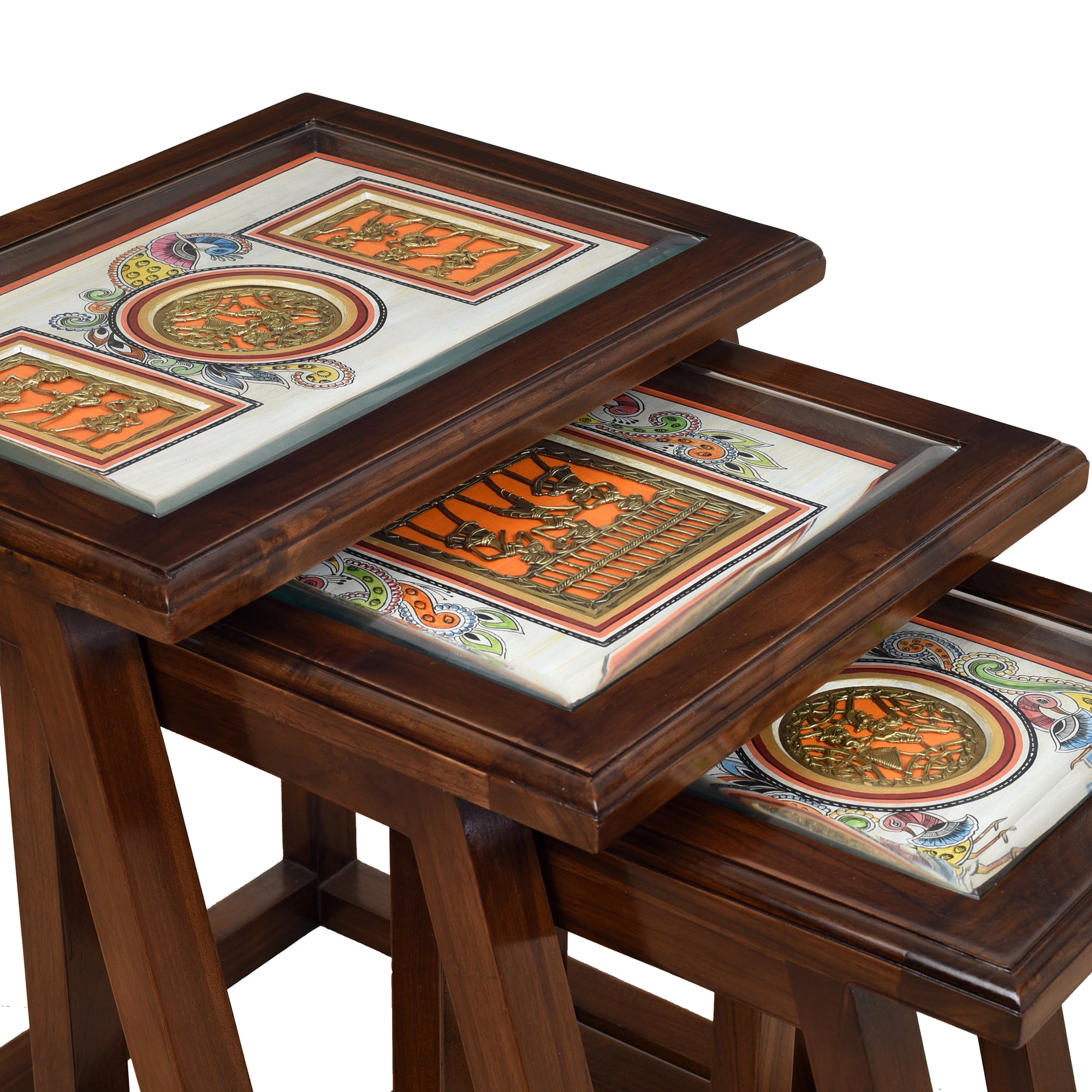 Honey-I Nest of Tables (Set of 3) in Teakwood with Walnut Matte Finish