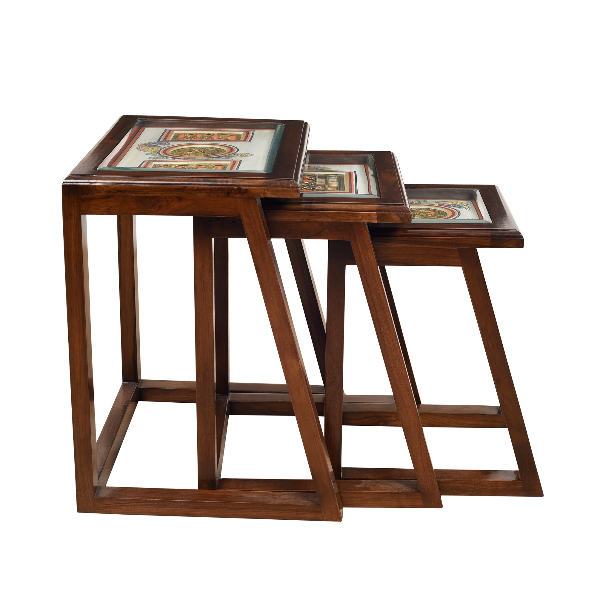 Honey-I Nest of Tables (Set of 3) in Teakwood with Walnut Matte Finish