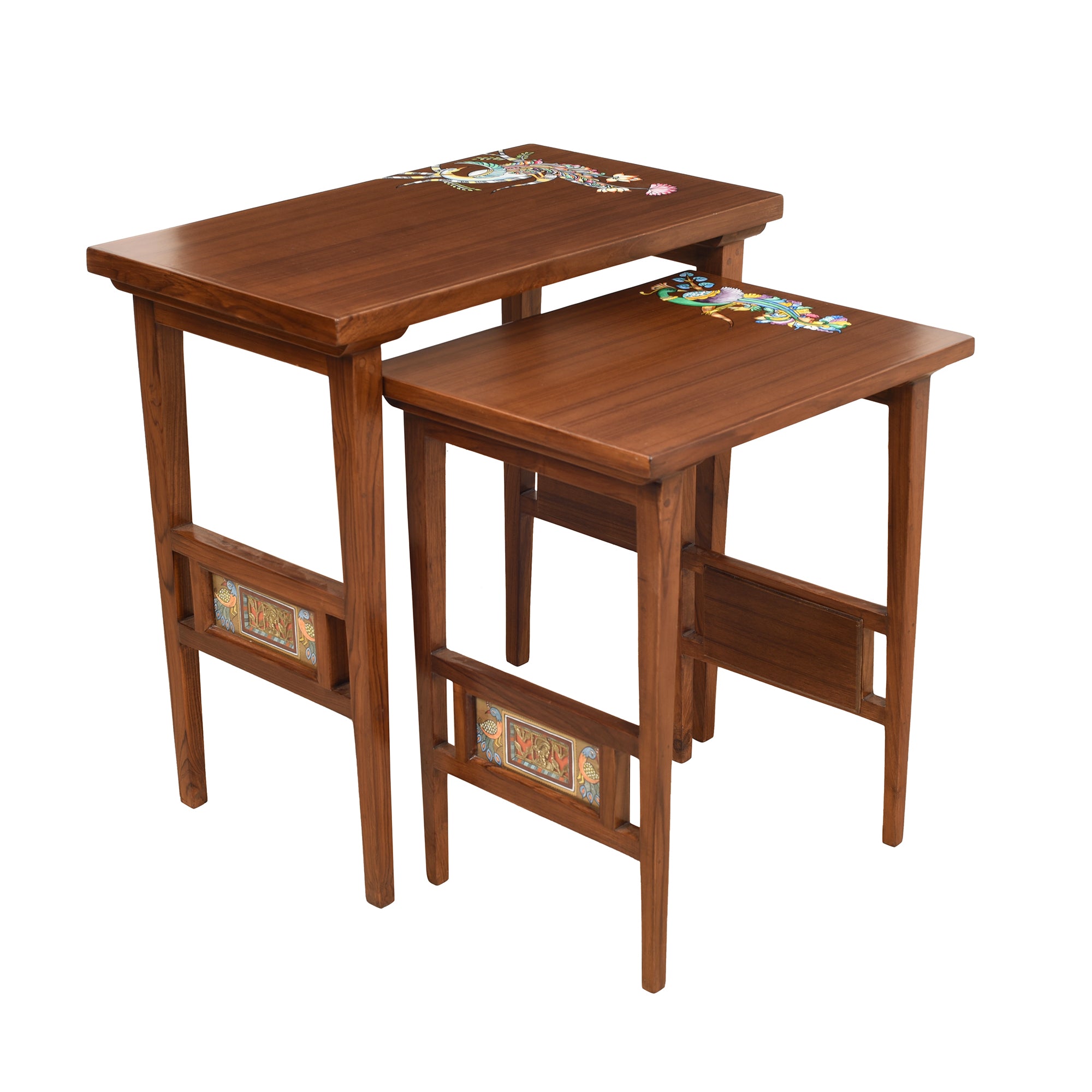 Mimo-I Nest of Tables in Teakwood with Walnut Finish (Set of 2)