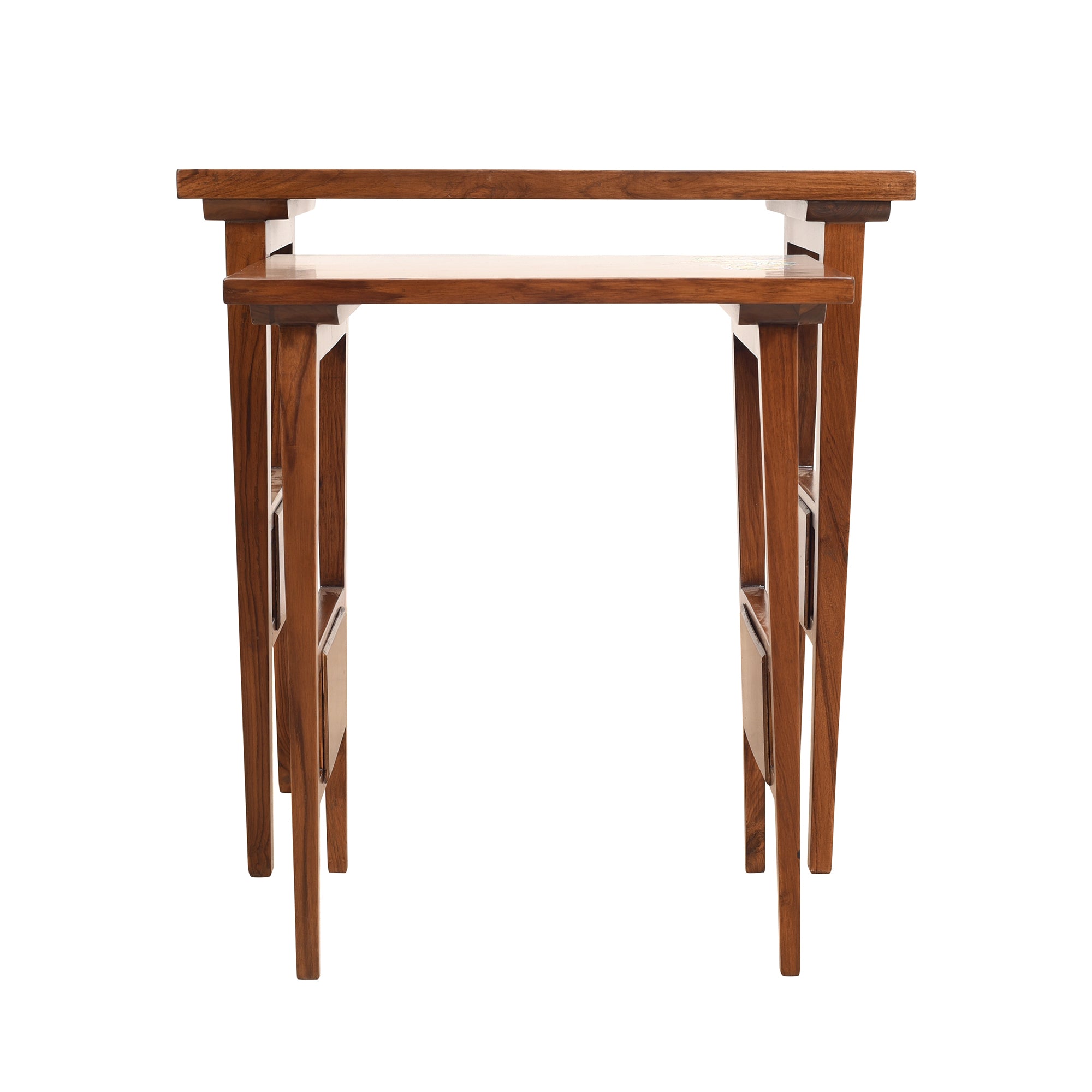 Mimo-I Nest of Tables in Teakwood with Walnut Finish (Set of 2)