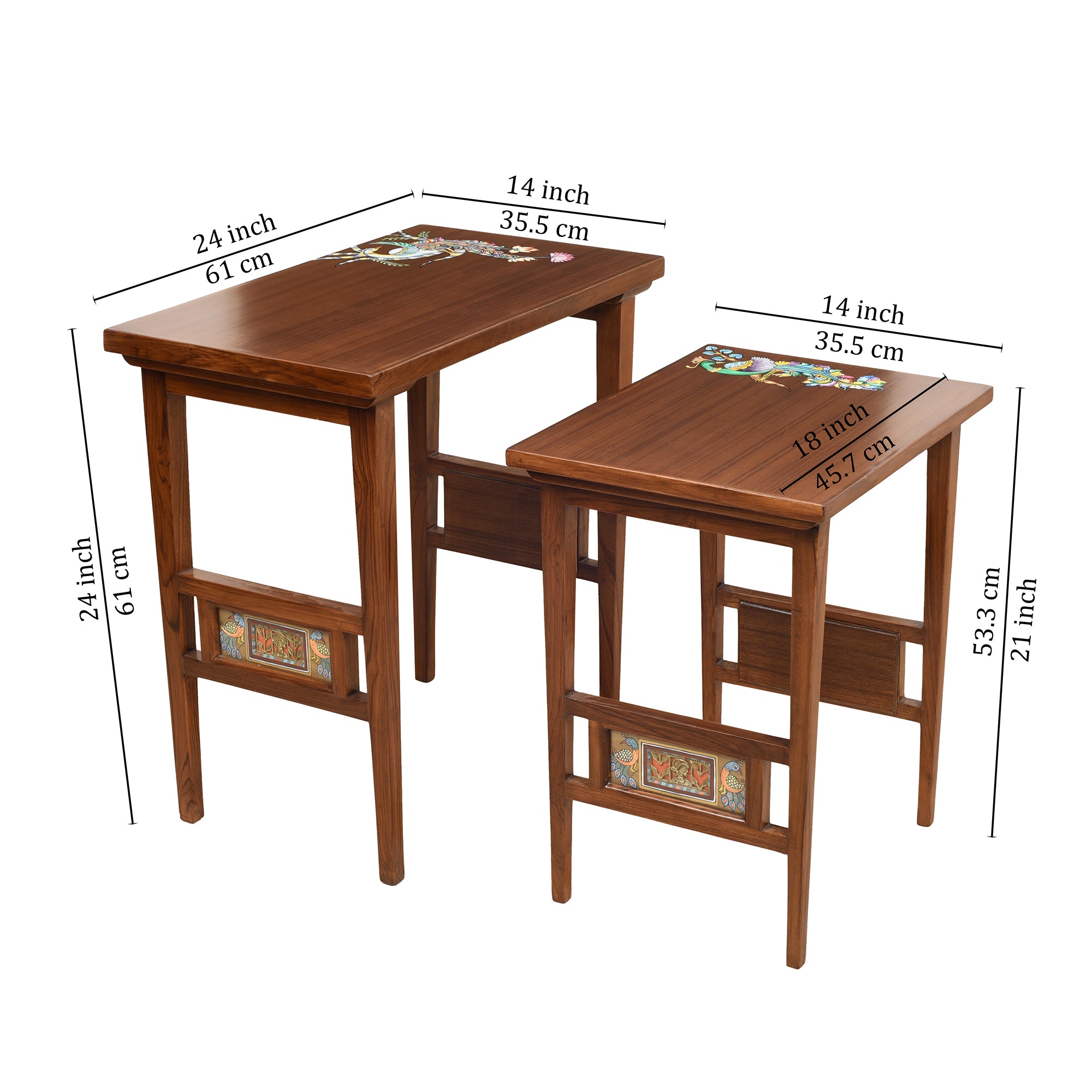 Mimo-I Nest of Tables in Teakwood with Walnut Finish (Set of 2)