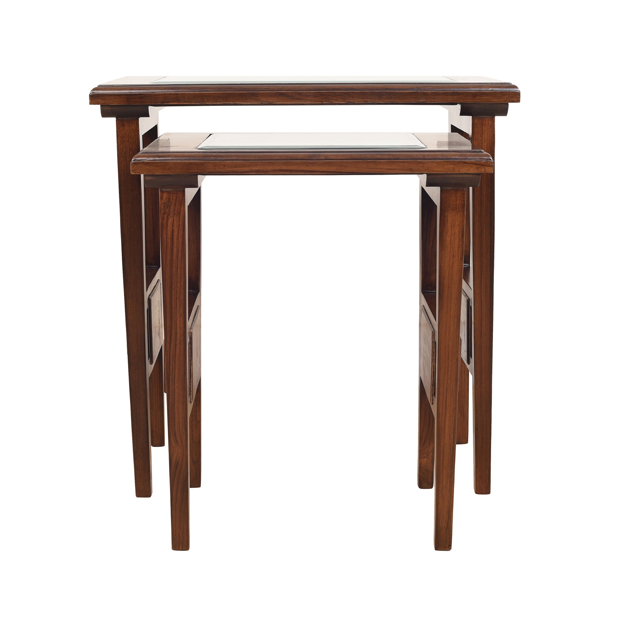 Mimo-II Nest of Tables in Teakwood with Walnut Finish (Set of 2)