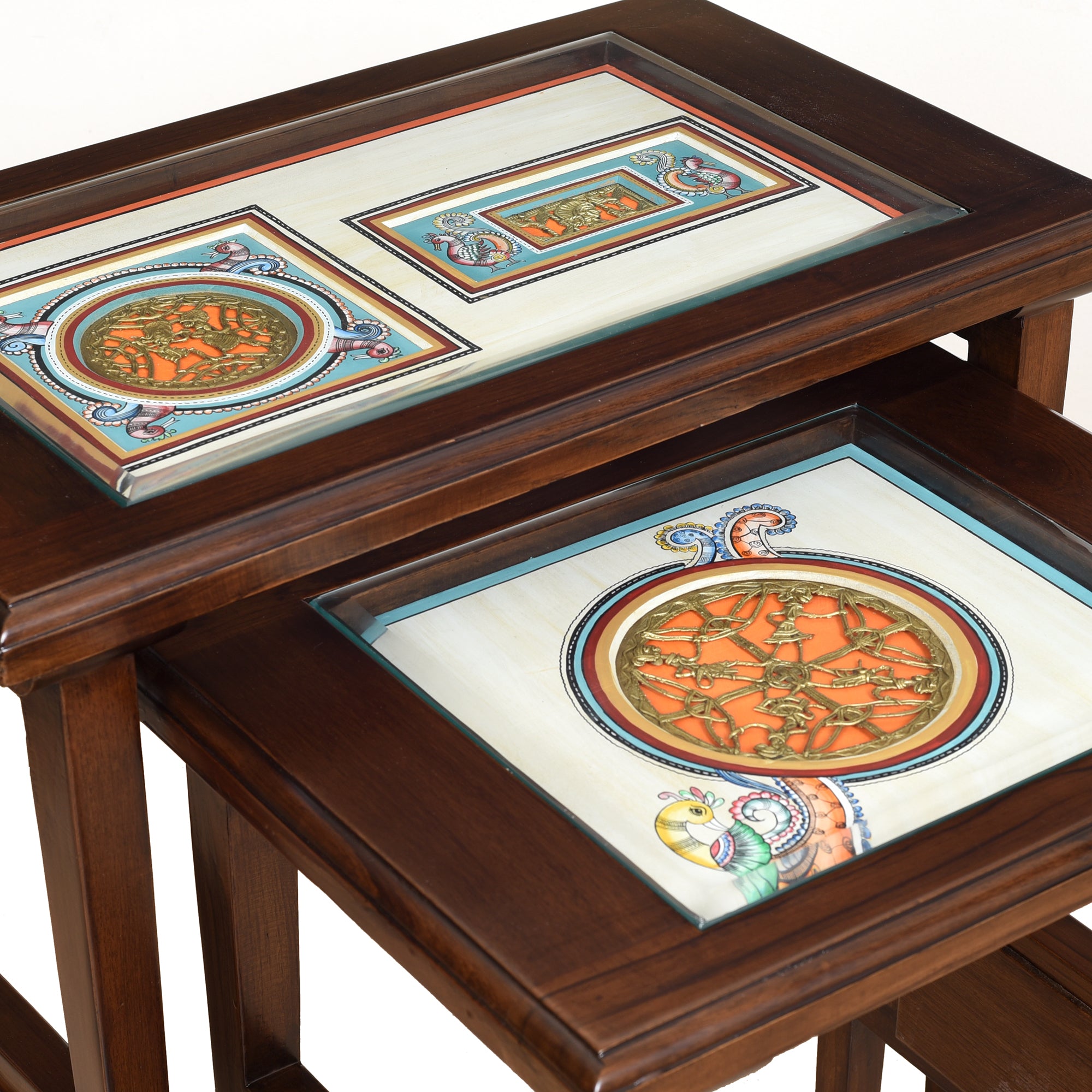 Mimo-II Nest of Tables in Teakwood with Walnut Finish (Set of 2)